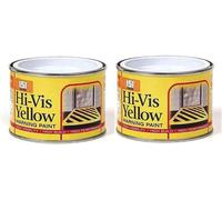 YSAMAX 2x 151 Coatings Good-Visibility Yellow Paint, Hi-Vis Yellow Warning Paint, Good-Build Paint Tin for Road, Pedestrian Markings, Glossy-Finish, (Pack of 2, 180 ML)