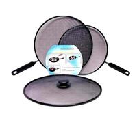 YSAMAX 3 x Metal Mesh Splatter, Guard Screen Cover, Heat Resistant Handle, Frying, Grill, Pan Knob, Lids Set Black, Anti Splatter Screen, Guard Oil Spit Cover, Frying Pan Lid