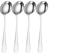 YSAMAX 4 Pc Round Soup Spoon, Stainless Steel, Spoon Set of 4 for Soup, Curry, Rice, Ideal for Parties, Buffet, Kitchen, Restaurant, Luxurious Elegant Look, Ideal for Stirring