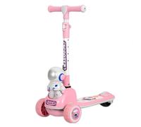 YSAMAX Astronaut Design 3-Wheel Toy, Adjustable Height, LED Flashing Wheels, Durable Design, Adorable Astronaut Theme, Attractive, Lean-to-Steer Mechanism, for Kids (Pink)