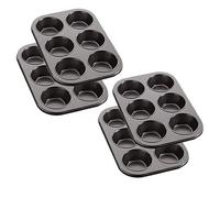 YSAMAX Non-Stick Sturdy 6 Cupcake Baking Muffin Tray, Muffin, and Brownies, Carbon Steel, Elevate Your Baking, Pudding Baking Pan, Space Saving Design, (4PCS)