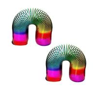 YSAMAX Rainbow Magic Expandable Spring, Coil Slinky Spring, Funny Toy Stretching Bouncing, Colourful and Eye-catching, Lightweight Plastic Toy, Neon Spring (2X15CM)