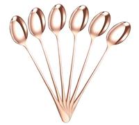 YSAMAX Stainless Steel Latte Spoons 19 cm Long Handle, Coffee Spoons for Tea, Sundae, Ice Cream, Dessert Ideal for Stirring, Mixing, Luxurious Elegant Look, Rose Gold, (Set of 6)