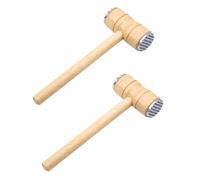 YSAMAX Wooden Meat Tenderizer Hammer, Dual-Sided, Textured Flat Surface, Ergonomic, Durable Construction, Comfortable Grip Handle, Ideal for Steak, Chicken Breast & Homemade Cutlets (Pack of 2)