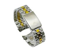 YsangTergm 13-20mm Stainless Steel Fold Clasp Band Fit for Tudor Prince Oysterdate(Silver golden-With logo,20mm)