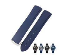 YsangTergm 19-22mm Silicone Rubber Replacement Watch Band Fit for Omega/Seiko - Waterproof Sweatproof Sports Wristband with Classic Solid Buckle(Dark blue,19mm r)