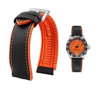 YsangTergm 19-24mm Men Canvas Nylon Rubber Waterproof Watchband fit for Breitling/Omega/IWC/Citizen/TUDOR/Hamilton(Black Orange silverA,20mm)