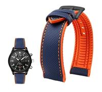 YsangTergm 19-24mm Men Canvas Nylon Rubber Waterproof Watchband fit for Breitling/Omega/IWC/Citizen/TUDOR/Hamilton(Blue Orange BlackA,23mm)