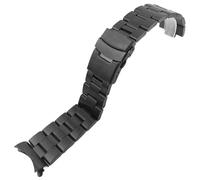 YsangTergm 19-24mm Solid Stainless Steel Curved End Dive Watch Band for Seiko, Heavy Duty Diver Replacement Bracelet with Clasp(Black-frosted,22mm)