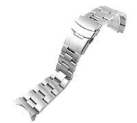 YsangTergm 19-24mm Solid Stainless Steel Curved End Dive Watch Band for Seiko, Heavy Duty Diver Replacement Bracelet with Clasp(Silver-frosted,20mm)