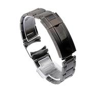 YsangTergm 20/21mm Solid Stainless Steel Curved End Watch Band for Rolex Submariner, Heavy Duty Replacement Bracelet with Oyster Style Clasp(Black-polishing,20mm-With Logo)