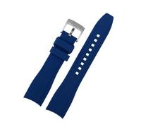 YsangTergm 20/22MM Curved End silicone rubber sport Universalwatch strap fit for Rolex/seiko/citizen/tissot(Blue silver,21mm)