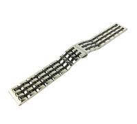 YsangTergm 20/22mm Solid Stainless Steel Universal Watch Band with Double Push Button Butterfly Clasp(Silver Black,20mm)
