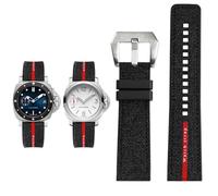 YsangTergm 22 mm Black Grey Blue Men‘s Nylon Silicone Base replace the watch strap Fit for Panerai SUBMERSIBLE PAM1391/1565/Luna Rossa 1404(Black -Silver,22mm)
