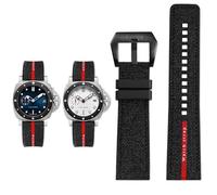 YsangTergm 22 mm Black Grey Blue Men‘s Nylon Silicone Base replace the watch strap Fit for Panerai SUBMERSIBLE PAM1391/1565/Luna Rossa 1404(Black-Black,26mm)