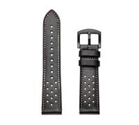 YsangTergm 22mm Breathable Leather Strap Fit for OnePlus Watch 3/2/2R and most flat mouth watches(Black Orange)