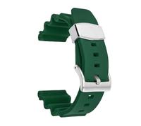 YsangTergm 22mm Rubber Watch Strap, Diving Sport Silicone Replacement Bracelet with Metal Ring, Fit for Seiko Prospex SKX007(Green-silver buckle)
