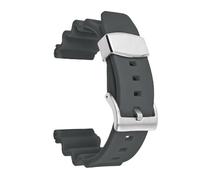 YsangTergm 22mm Rubber Watch Strap, Diving Sport Silicone Replacement Bracelet with Metal Ring, Fit for Seiko Prospex SKX007(Grey-silver buckle)