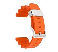 YsangTergm 22mm Rubber Watch Strap, Diving Sport Silicone Replacement Bracelet with Metal Ring, Fit for Seiko Prospex SKX007(Orange-silver buckle)