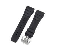 YsangTergm 25mm Waterproof Sweatproof Silicone Rubber Watch Band Fit for Richard Mille RM055 RM011, Screw Style(Black-S)