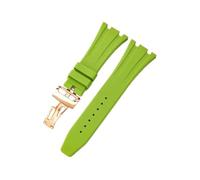 YsangTergm 26mm Silicone Waterproof Watch Strap Fit for Ap Royal Oak(LightGreen-Rose-Z1)