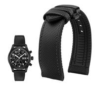 YsangTergm Men Canvas Nylon Rubber Waterproof Watchband fit for Breitling/Omega//IWC/Citizen/TUDOR/Hamilton Watch(Black black BlackB,22mm)
