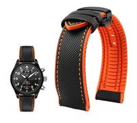 YsangTergm Men Canvas Nylon Rubber Waterproof Watchband fit for Breitling/Omega//IWC/Citizen/TUDOR/Hamilton Watch(Black Orange BlackB,21mm)