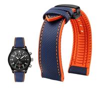 YsangTergm Men Canvas Nylon Rubber Waterproof Watchband fit for Breitling/Omega//IWC/Citizen/TUDOR/Hamilton Watch(Blue Orange Black B,24mm)