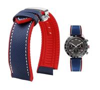 YsangTergm Men Canvas Nylon Rubber Waterproof Watchband fit for Breitling/Omega//IWC/Citizen/TUDOR/Hamilton Watch(Blue White red sk B,19mm)