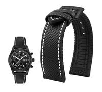 YsangTergm Men Canvas Nylon Rubber Waterproof Watchband fit for Breitling/Omega//IWC/Citizen/TUDOR/Hamilton Watch(Black White BlackA,20mm)