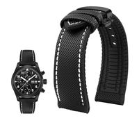 YsangTergm Men Canvas Nylon Rubber Waterproof Watchband fit for Breitling/Omega//IWC/Citizen/TUDOR/Hamilton Watch(Black White BlackB,19mm)