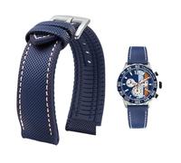 YsangTergm Men Canvas Nylon Rubber Waterproof Watchband fit for Breitling/Omega//IWC/Citizen/TUDOR/Hamilton Watch(Blue White silver A,23mm)
