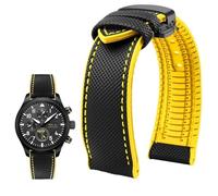 YsangTergm Men Canvas Nylon Rubber Waterproof Watchband fit for Breitling/Omega//IWC/Citizen/TUDOR/Hamilton Watch(Black Yellow BlackB,23mm)