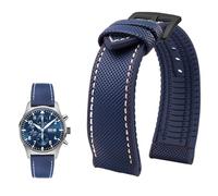 YsangTergm Men Canvas Nylon Rubber Waterproof Watchband fit for Breitling/Omega//IWC/Citizen/TUDOR/Hamilton Watch(Blue White BlackA,23mm)