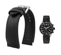 YsangTergm Men Canvas Nylon Rubber Waterproof Watchband fit for Breitling/Omega//IWC/Citizen/TUDOR/Hamilton Watch(Black black silver A,21mm)