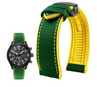 YsangTergm Men Canvas Nylon Rubber Waterproof Watchband fit for Breitling/Omega//IWC/Citizen/TUDOR/Hamilton Watch(Green Yellow BlackB,19mm)