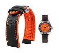 YsangTergm Men Canvas Nylon Rubber Waterproof Watchband fit for Breitling/Omega//IWC/Citizen/TUDOR/Hamilton Watch(Black Orange silverB,21mm)