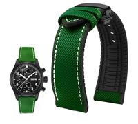 YsangTergm Men Canvas Nylon Rubber Waterproof Watchband fit for Breitling/Omega//IWC/Citizen/TUDOR/Hamilton Watch(Green White BlackB,24mm)
