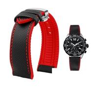 YsangTergm Men Canvas Nylon Rubber Waterproof Watchband fit for Breitling/Omega//IWC/Citizen/TUDOR/Hamilton Watch(Black red silver B,19mm)