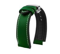 YsangTergm Men Canvas Nylon Rubber Waterproof Watchband fit for Breitling/Omega//IWC/Citizen/TUDOR/Hamilton Watch(Green White silver B,21mm)