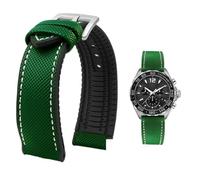YsangTergm Men Canvas Nylon Rubber Waterproof Watchband fit for Breitling/Omega//IWC/Citizen/TUDOR/Hamilton Watch(Green White silver A,21mm)