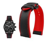 YsangTergm Men Canvas Nylon Rubber Waterproof Watchband fit for Breitling/Omega//IWC/Citizen/TUDOR/Hamilton Watch(Black red Black B,20mm)