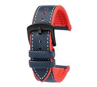 YsangTergm Men Canvas Nylon Rubber Waterproof Watchband fit for Breitling/Omega//IWC/Citizen/TUDOR/Hamilton Watch(Blue White red Bk A,24mm)