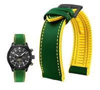 YsangTergm Men Canvas Nylon Rubber Waterproof Watchband fit for Breitling/Omega//IWC/Citizen/TUDOR/Hamilton Watch(Green Yellow BlackA,21mm)
