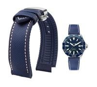 YsangTergm Men Canvas Nylon Rubber Waterproof Watchband fit for Breitling/Omega//IWC/Citizen/TUDOR/Hamilton Watch(Blue White silver B,22mm)
