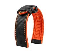 YsangTergm Nylon fluoro rubber Stainless steel buckle Watchband Fit For Breitling/Hamilton/Seiko/Omega/Tissot(Black Orange blackB,22mm)