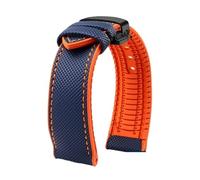 YsangTergm Nylon fluoro rubber Stainless steel buckle Watchband Fit For Breitling/Hamilton/Seiko/Omega/Tissot(Blue Orange BlackB,23mm)