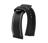 YsangTergm Nylon fluoro rubber Stainless steel buckle Watchband Fit For Breitling/Hamilton/Seiko/Omega/Tissot(Black White black A,23mm)