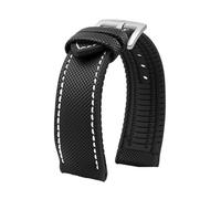YsangTergm Nylon fluoro rubber Stainless steel buckle Watchband Fit For Breitling/Hamilton/Seiko/Omega/Tissot(Black White silver A,20mm)