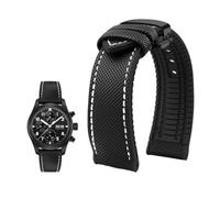 YsangTergm Nylon fluoro rubber Stainless steel buckle Watchband Fit For Breitling/Hamilton/Seiko/Omega/Tissot(Black White Black B,19mm)